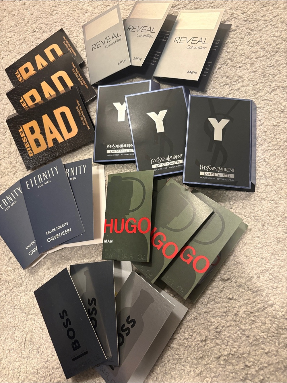 Hugo Boss Green and Black Sample Set - Hugo, YSL, Calvin Klein, Diesel 18 total